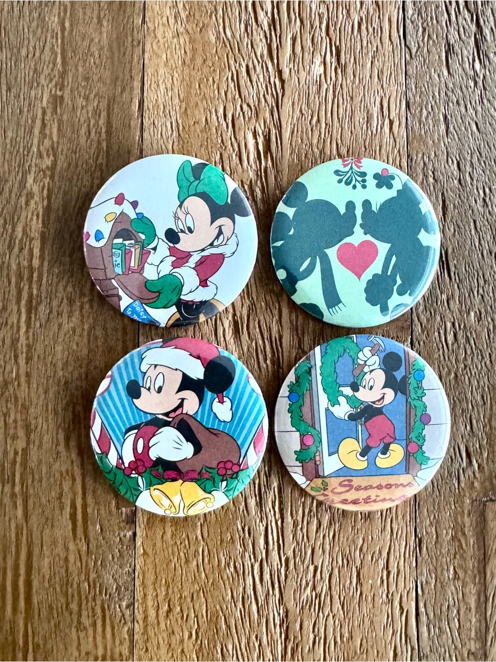 Mickey Mouse Holiday Button Pin Set - Festive Multi-Color